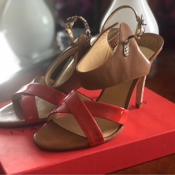 SLINKY CORAL & SNAKESKIN STILETTOS - Picture 2 of 8